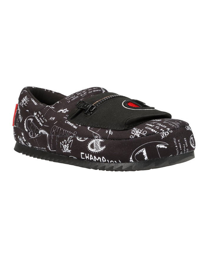 Champion University Pack Doodle Slippers Heren - Zwart/Wit - Belgie 5089BYJMT